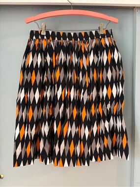Pinup Couture Halloween Black, Orange & White Harlequin Jenny Skirt